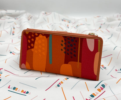 Portafoglio TILDA pelle terracotta e stampa Riverside + Star Box