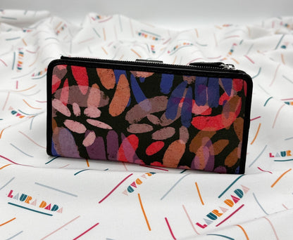 Portafoglio TILDA pelle nera e stampa Ombre + Star Box