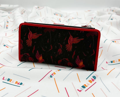 Portafoglio TILDA pelle rosso ceralacca e stampa Colibrì + Star Box
