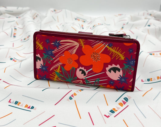 Portafoglio TILDA pelle ciclamino e stampa Tropical + Star Box