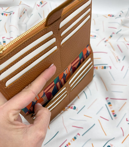 Portafoglio TILDA pelle cuoio e stampa House of the Sun + Star Box