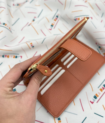 Portafoglio TILDA pelle terracotta e stampa Riverside + Star Box