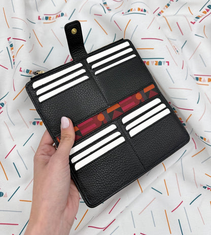 Portafoglio TILDA pelle nera e stampa House of the Sun + Star Box