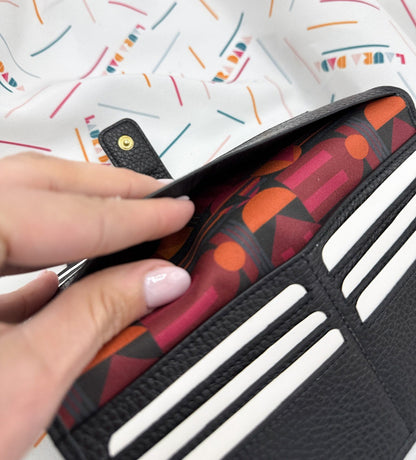 Portafoglio TILDA pelle nera e stampa House of the Sun + Star Box