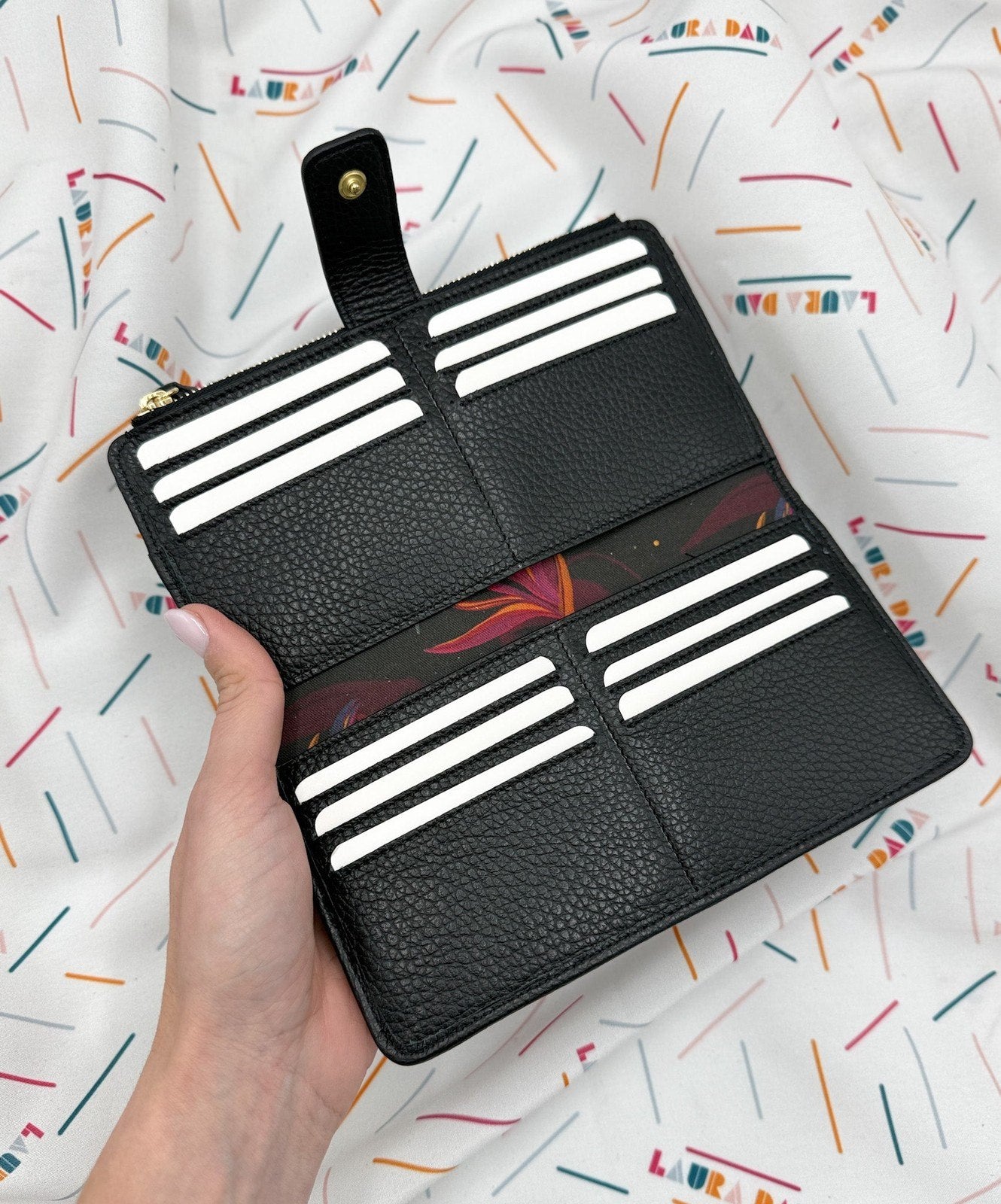 Portafoglio TILDA pelle nera e stampa Sterlizia + Star Box