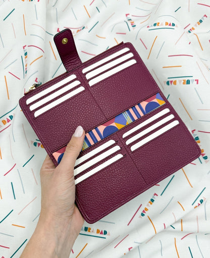 Portafoglio TILDA pelle ciclamino e stampa House of the Sun + Star Box