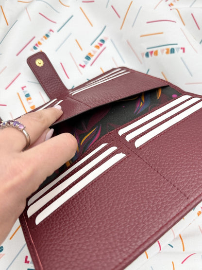 Portafoglio Tilda pelle Borgogna e stampa Sterilizza + Star Box