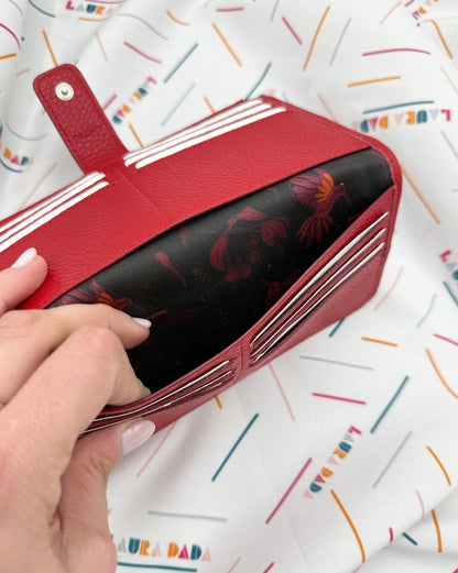 Portafoglio TILDA pelle rosso ceralacca e stampa Colibrì + Star Box