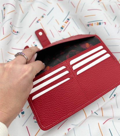 Portafoglio TILDA pelle rosso ceralacca e stampa Colibrì + Star Box