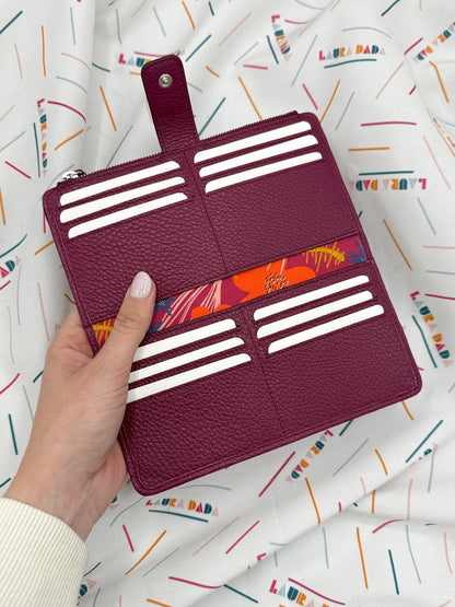 Portafoglio TILDA pelle ciclamino e stampa Tropical + Star Box