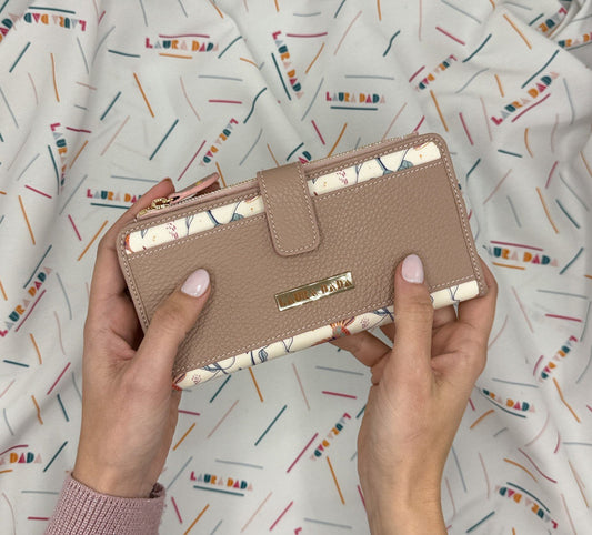 Portafoglio TILDA pelle quarzo rosa e stampa Colibrì + Star Box