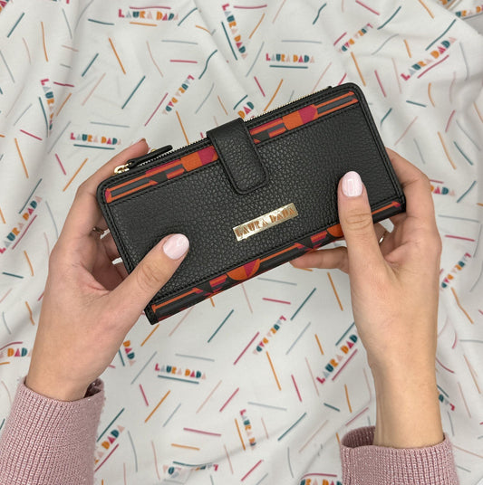 Portafoglio TILDA pelle nera e stampa House of the Sun + Star Box