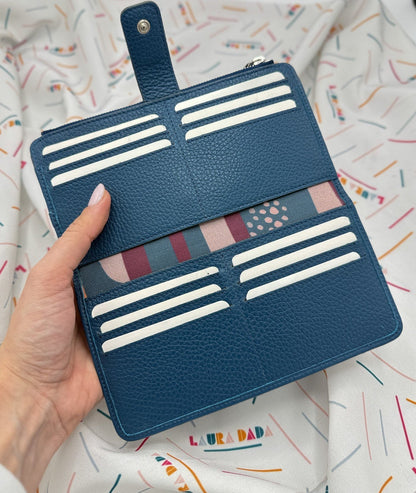 Portafoglio TILDA pelle blu pavone e stampa Riverside + Star Box ✨