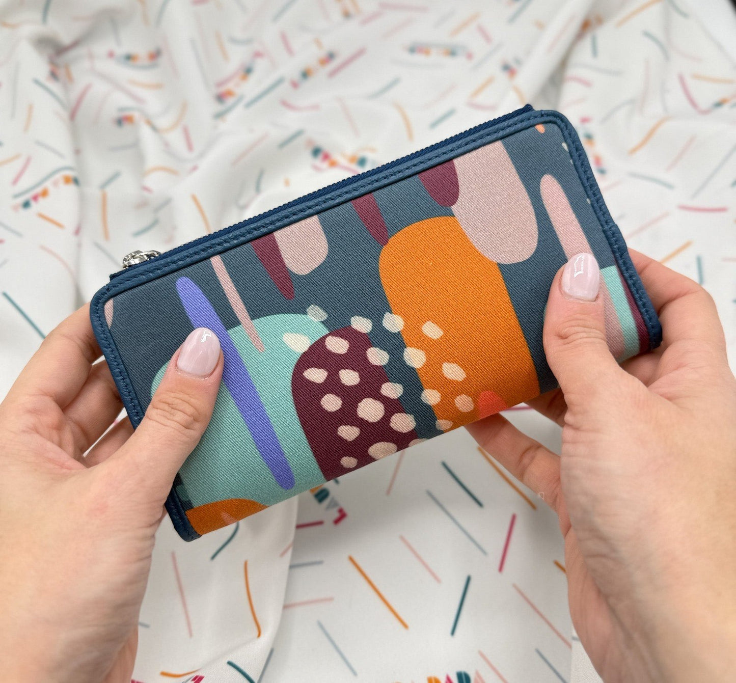 Portafoglio TILDA pelle blu pavone e stampa Riverside + Star Box ✨