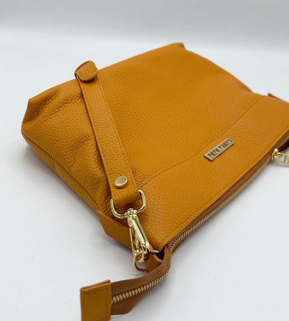 Tracolla MONDRIAN 4in1 monocolore in pelle senape - stampa interna