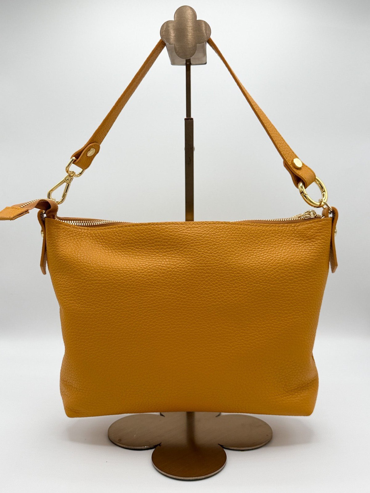 Tracolla MONDRIAN 4in1 monocolore in pelle senape - stampa interna