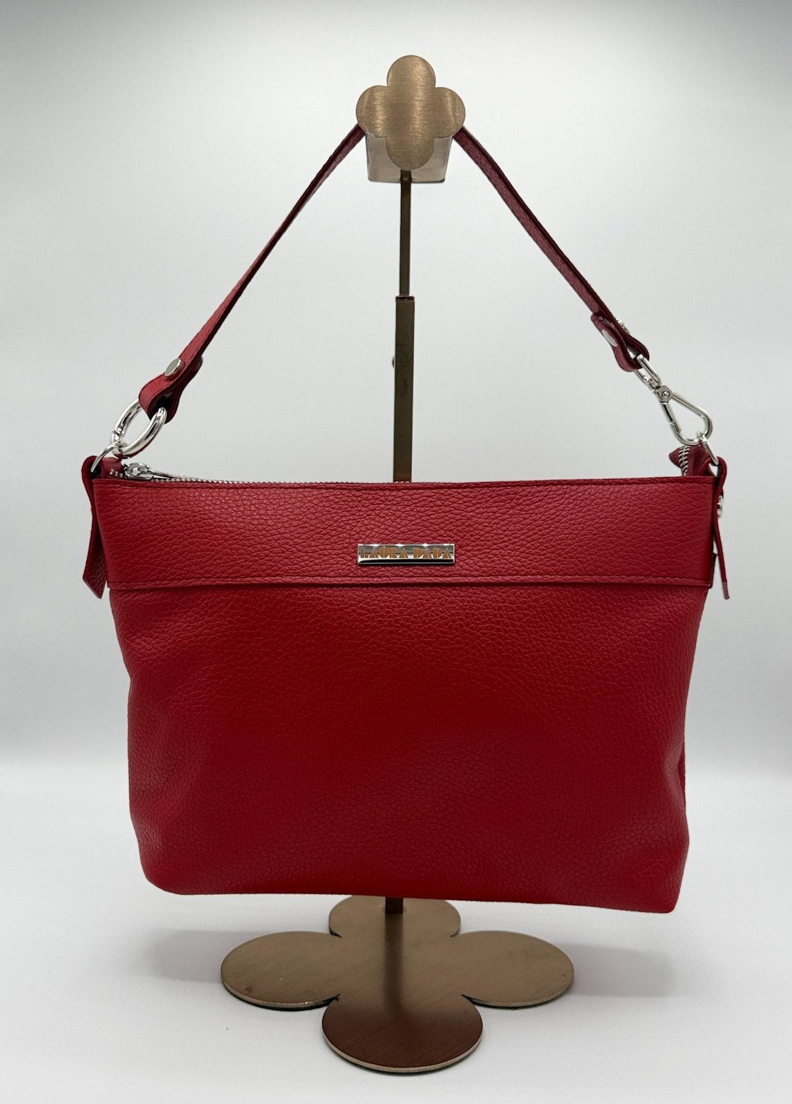 Tracolla MONDRIAN 4in1 monocolore in pelle rosso ceralacca - stampa interna