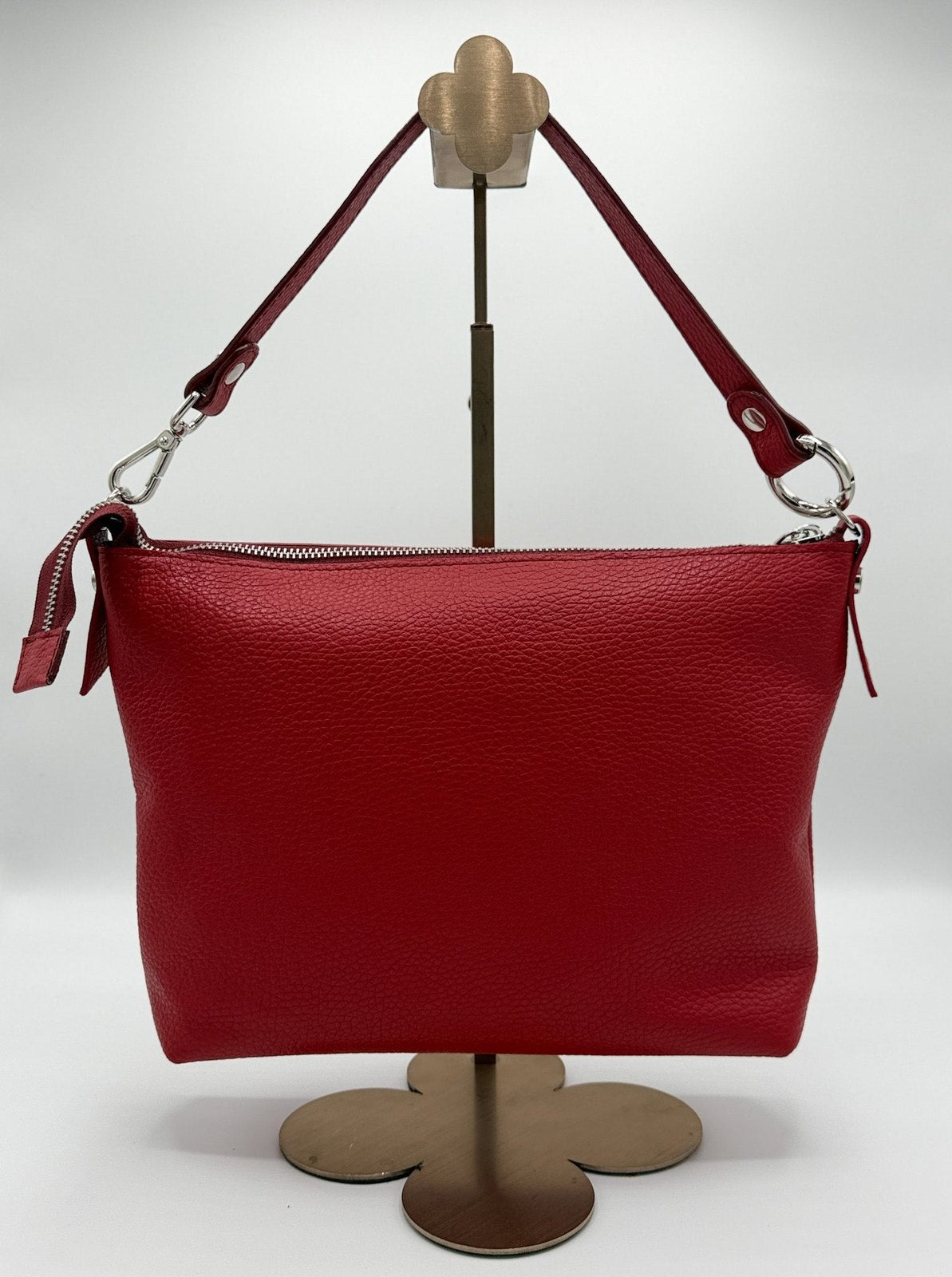 Tracolla MONDRIAN 4in1 monocolore in pelle rosso ceralacca - stampa interna