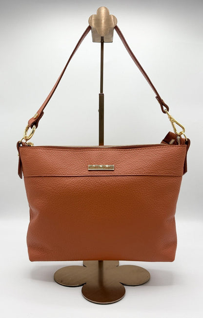 Tracolla MONDRIAN 4in1 monocolore in pelle terracotta - stampa interna