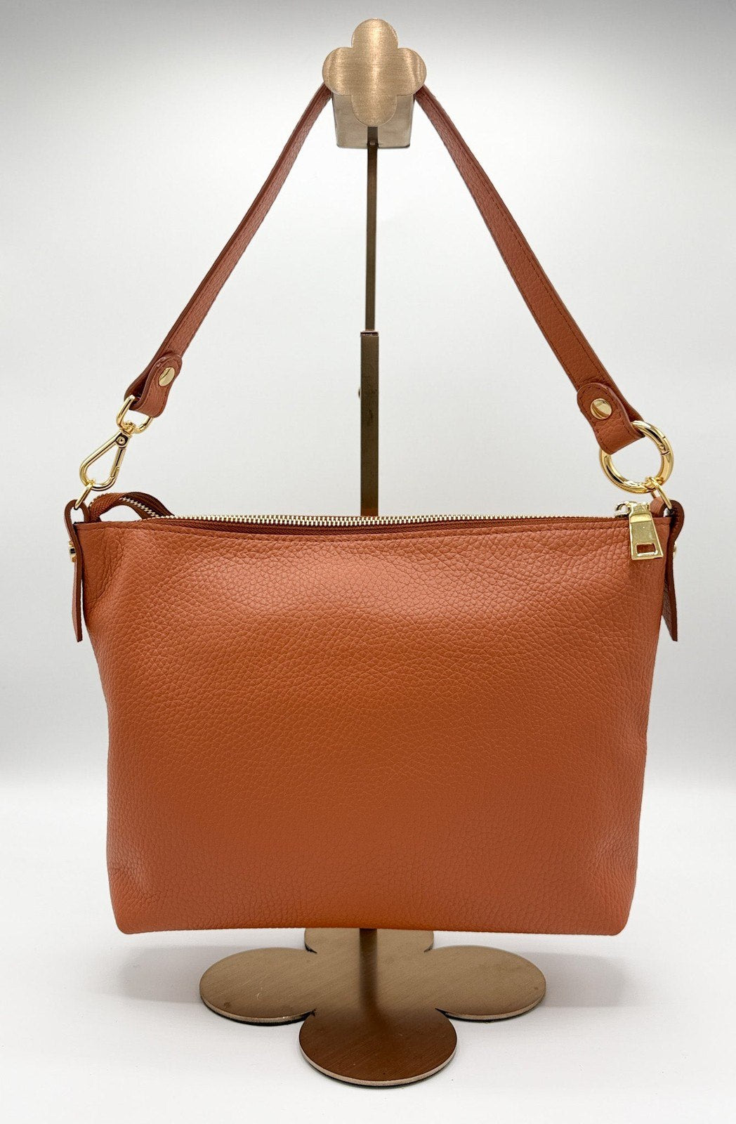 Tracolla MONDRIAN 4in1 monocolore in pelle terracotta - stampa interna