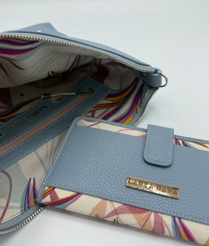 Tracolla MONDRIAN 4in1 monocolore in pelle artico - stampa interna