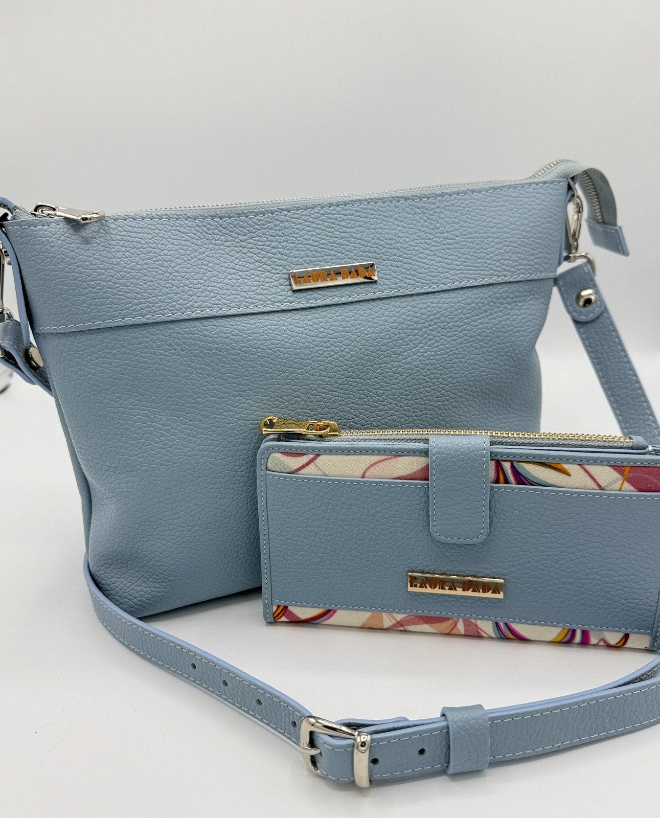 Tracolla MONDRIAN 4in1 monocolore in pelle artico - stampa interna