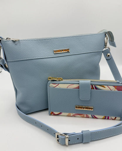 Tracolla MONDRIAN 4in1 monocolore in pelle artico - stampa interna