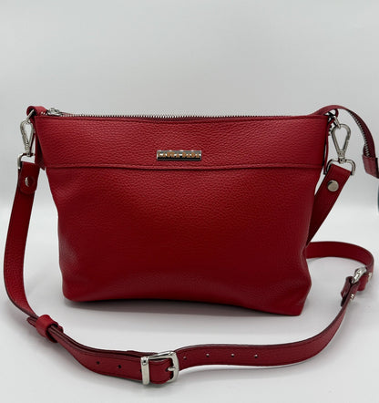 Tracolla MONDRIAN 4in1 monocolore in pelle rosso ceralacca - stampa interna