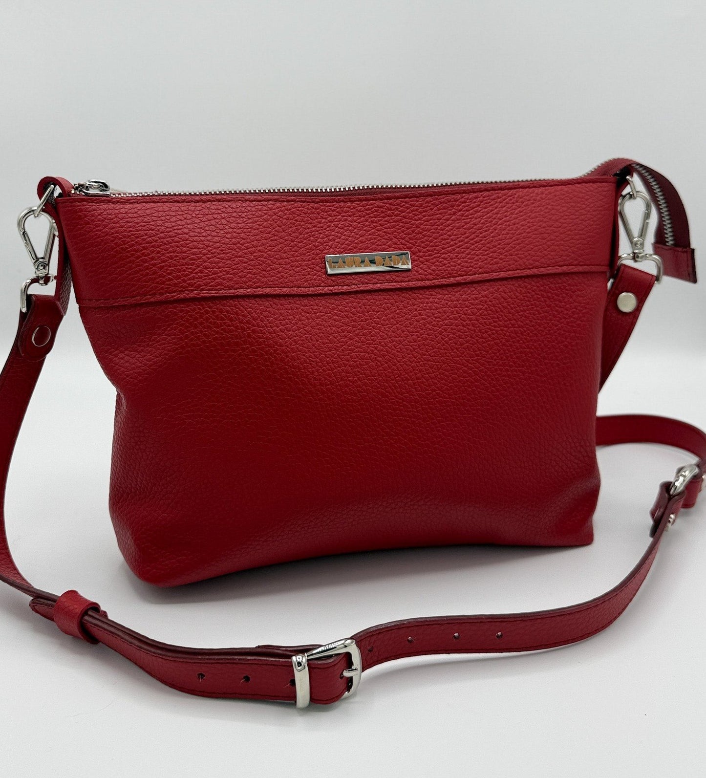 Tracolla MONDRIAN 4in1 monocolore in pelle rosso ceralacca - stampa interna