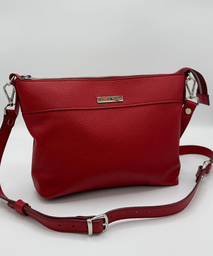 Tracolla MONDRIAN 4in1 monocolore in pelle rosso ceralacca - stampa interna