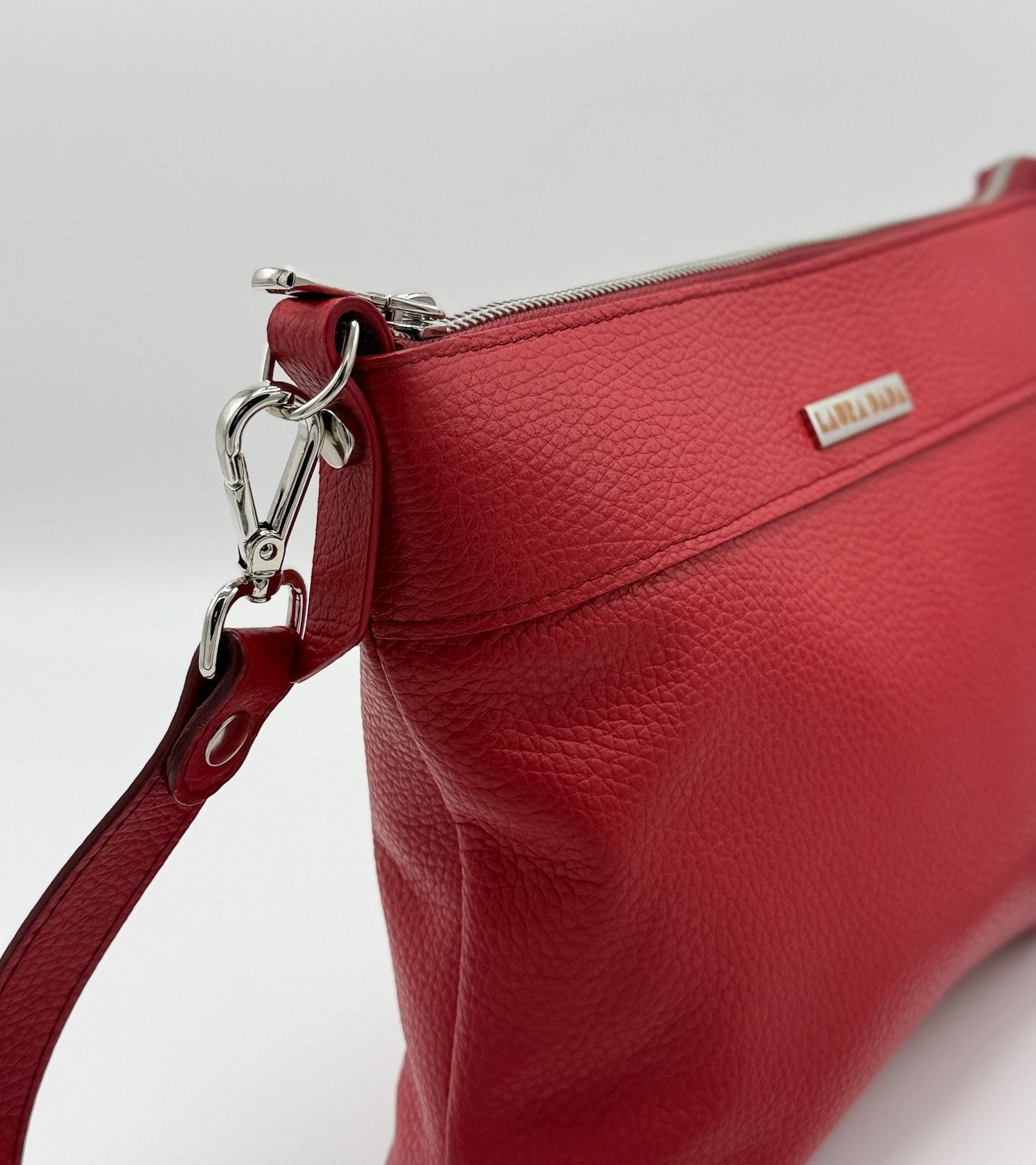 Tracolla MONDRIAN 4in1 monocolore in pelle rosso ceralacca - stampa interna