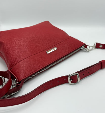 Tracolla MONDRIAN 4in1 monocolore in pelle rosso ceralacca - stampa interna