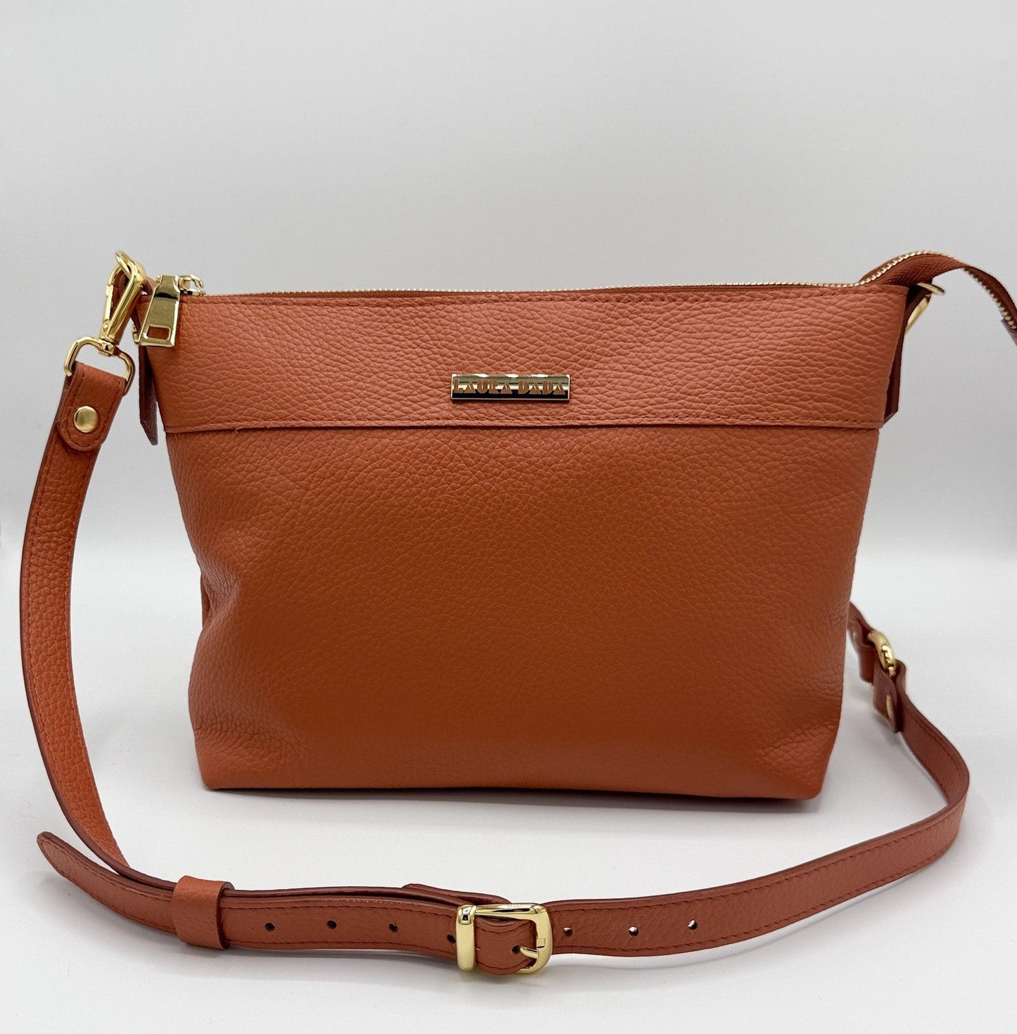 Tracolla MONDRIAN 4in1 monocolore in pelle terracotta - stampa interna