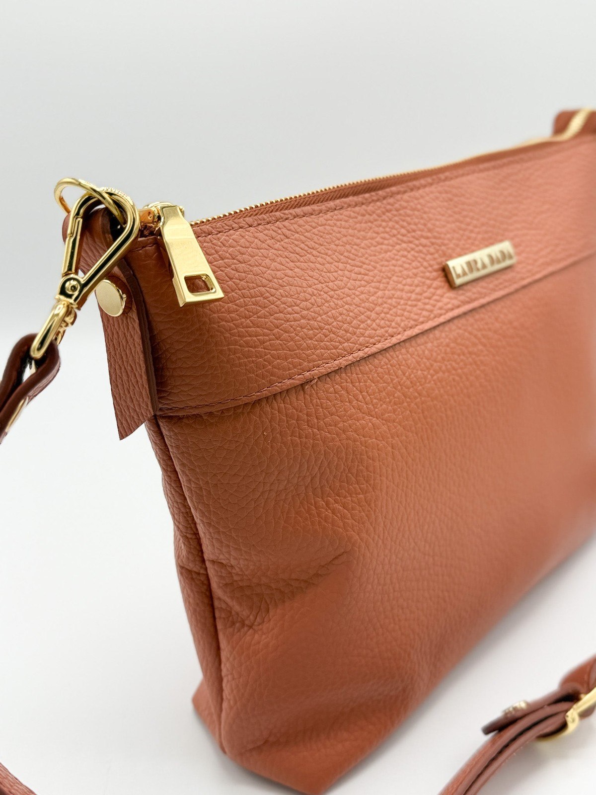 Tracolla MONDRIAN 4in1 monocolore in pelle terracotta - stampa interna