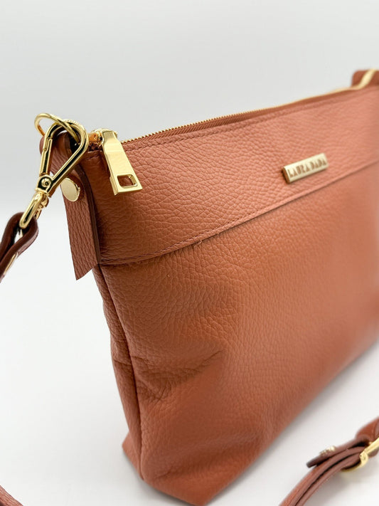 Tracolla MONDRIAN 4in1 monocolore in pelle terracotta - stampa interna