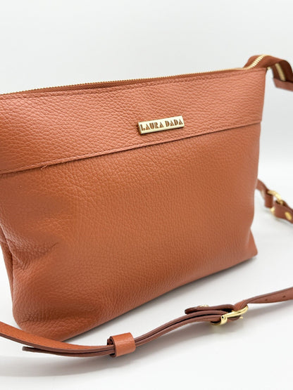 Tracolla MONDRIAN 4in1 monocolore in pelle terracotta - stampa interna