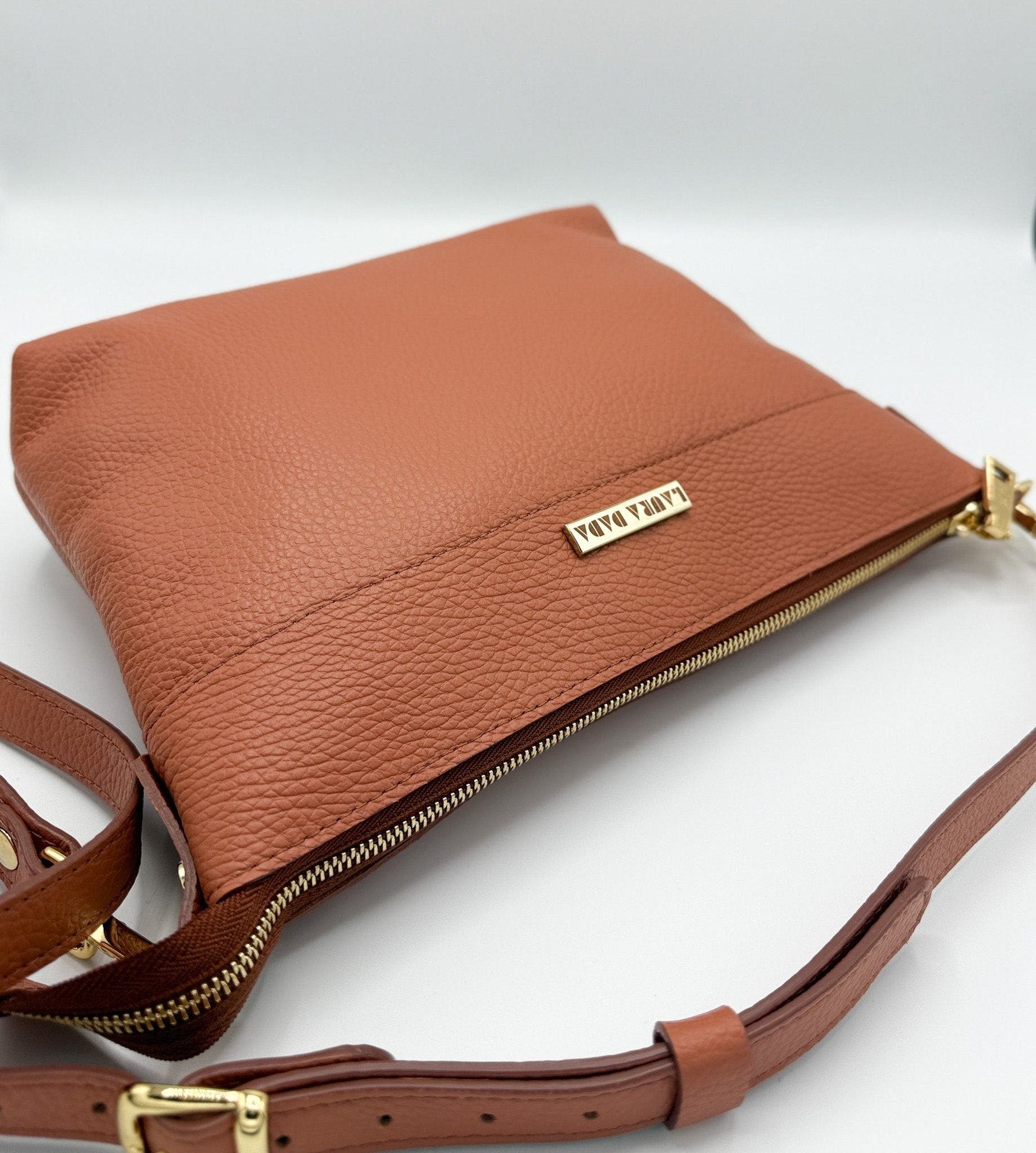 Tracolla MONDRIAN 4in1 monocolore in pelle terracotta - stampa interna