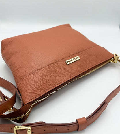 Tracolla MONDRIAN 4in1 monocolore in pelle terracotta - stampa interna