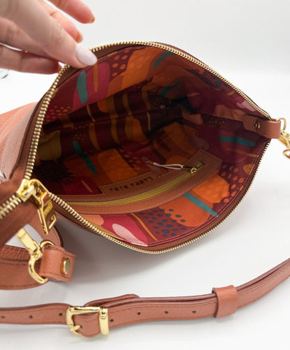 Tracolla MONDRIAN 4in1 monocolore in pelle terracotta - stampa interna