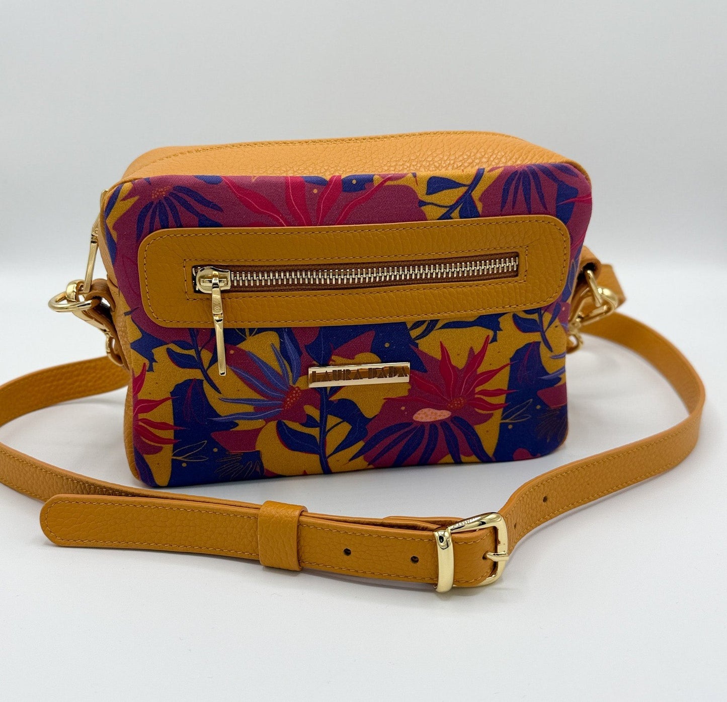 Tracolla Florence senape e stampa Encanto - piccolo difetto