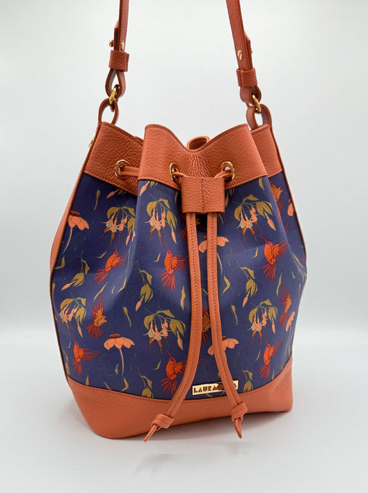 Secchiello KUSAMA terracotta e stampa Colibrì