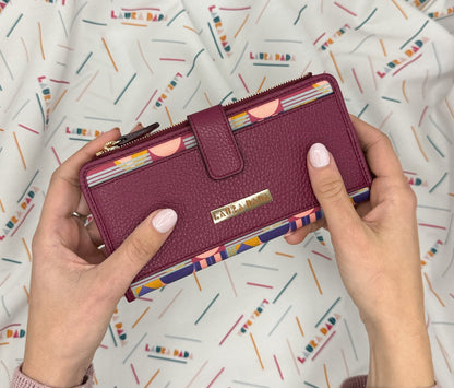 Portafoglio TILDA pelle ciclamino e stampa House of the Sun + Star Box